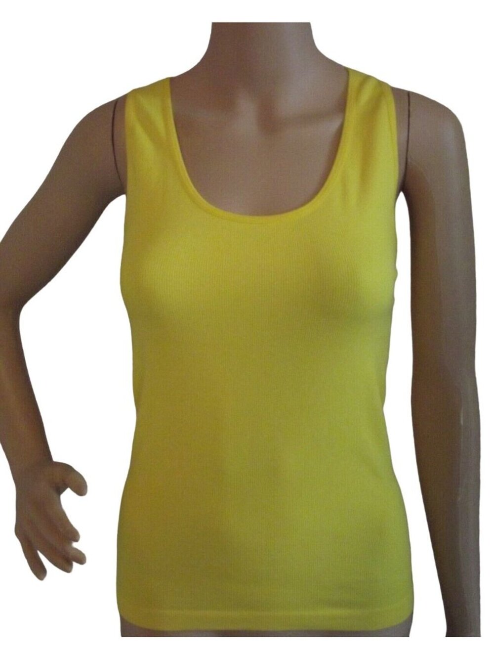 SOFRA Seamless Tank OS one-size Yellow Racerback Ribbed - Picture 2 of 7
